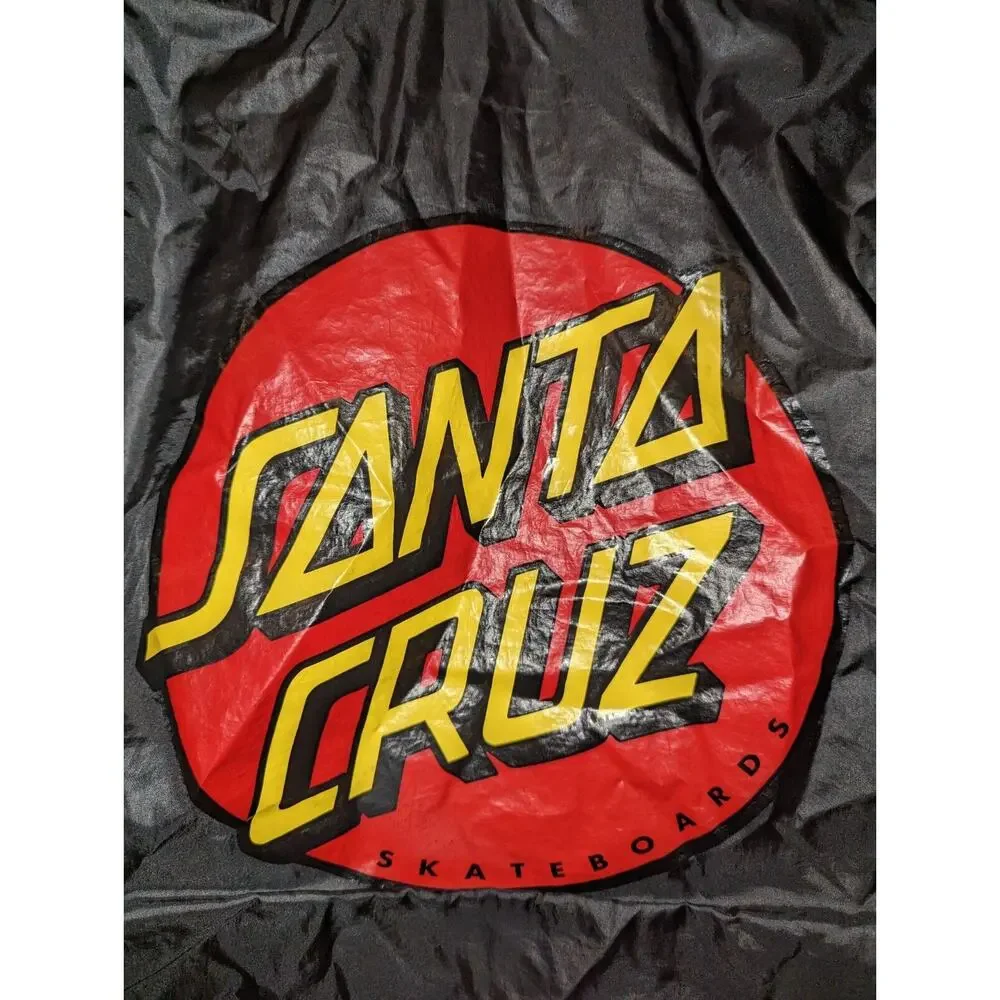 SANTA CRUZ Men's Dot Hooded Windbreaker Jacket Black with Logo US Men's size S